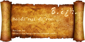 Belényi Áron névjegykártya